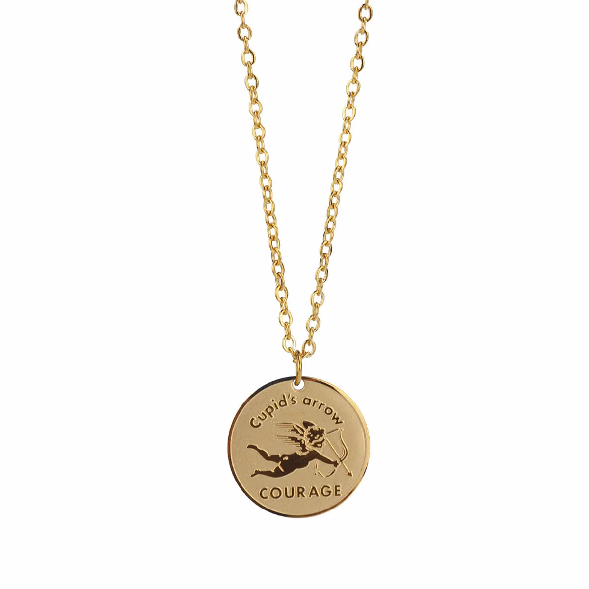 Wholesale Hip-hop Retro Solid Color Stainless Steel Plating Gold Plated Pendant Necklace