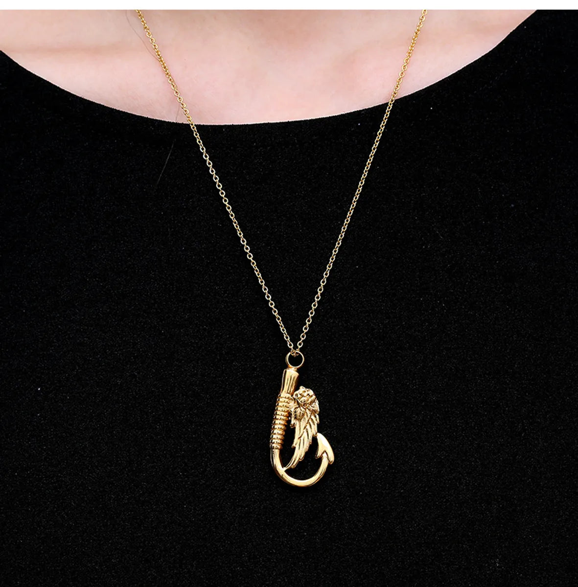 Wholesale Hip-hop Retro Solid Color Stainless Steel Plating Gold Plated Pendant Necklace