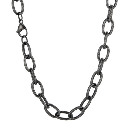 Wholesale Hip-hop Retro Solid Color Titanium Steel Chain Necklace