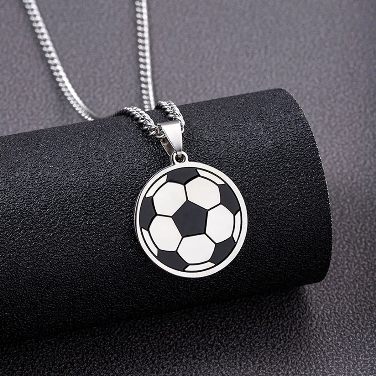 Wholesale Hip-hop Simple Style Football Stainless Steel Pendant Necklace