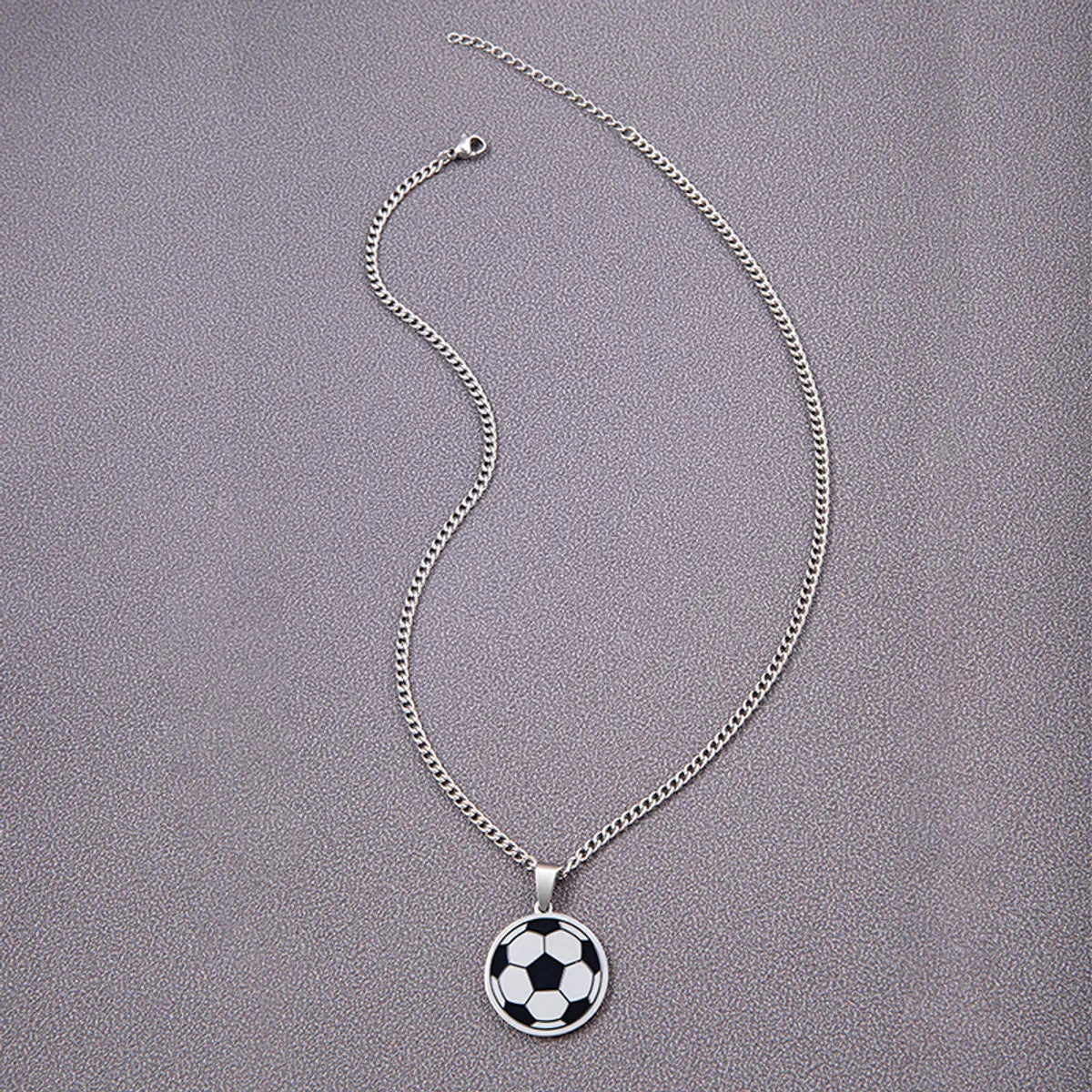 Wholesale Hip-hop Simple Style Football Stainless Steel Pendant Necklace