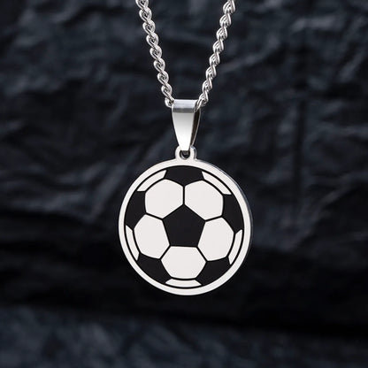 Wholesale Hip-hop Simple Style Football Stainless Steel Pendant Necklace