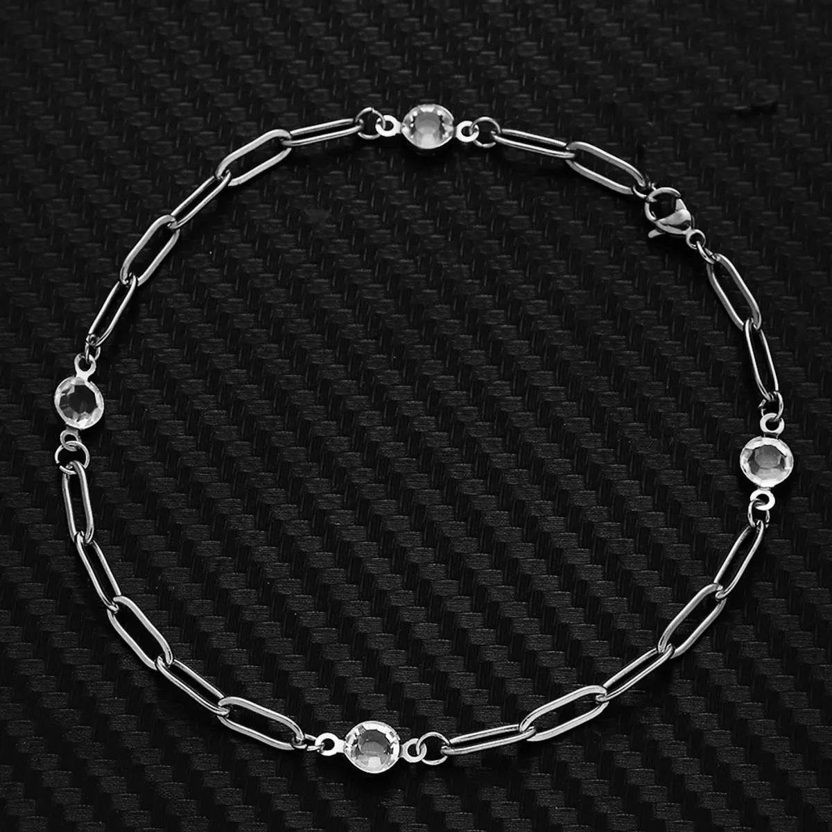 Wholesale Hip-Hop Simple Style Geometric Stainless Steel Gold Plated Artificial Crystal Bracelets