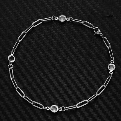 Wholesale Hip-Hop Simple Style Geometric Stainless Steel Gold Plated Artificial Crystal Bracelets