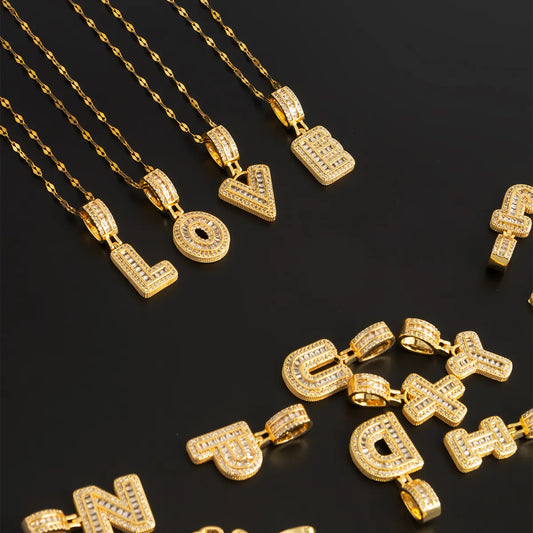 Wholesale Hip-hop Simple Style Letter Stainless Steel Plating Inlay 18k Gold Plated Zircon Pendant Necklace