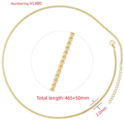 Wholesale Hip-Hop Simple Style Solid Color Copper 18K Gold Plated Necklace