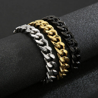 Wholesale Hip-hop Solid Color Stainless Steel 18k Gold Plated Bracelets