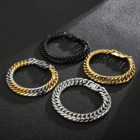 Wholesale Hip-hop Solid Color Stainless Steel 18k Gold Plated Bracelets