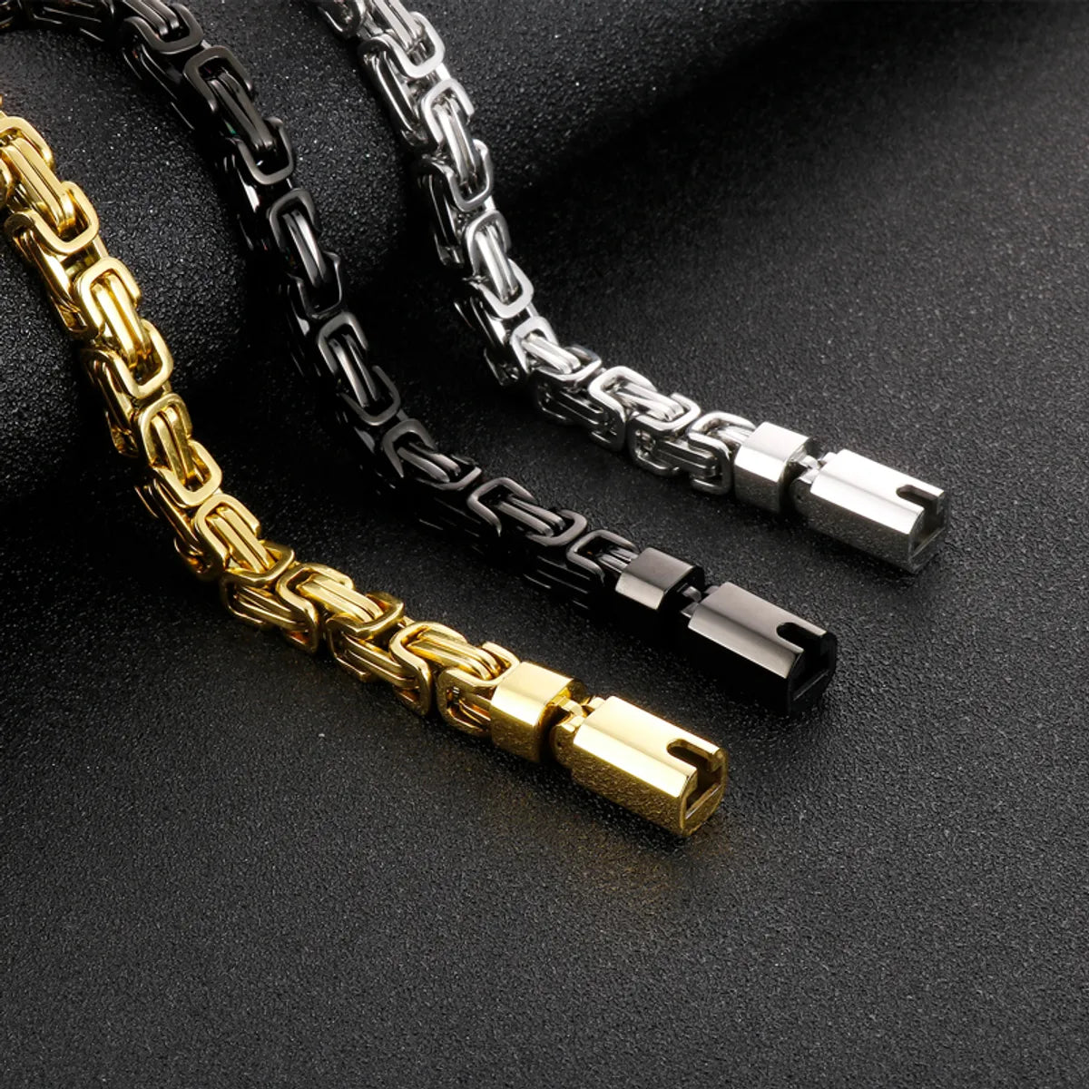 Hip-Hop Solid Color Stainless Steel Plating 18K Gold Plated Men'S Bracelets