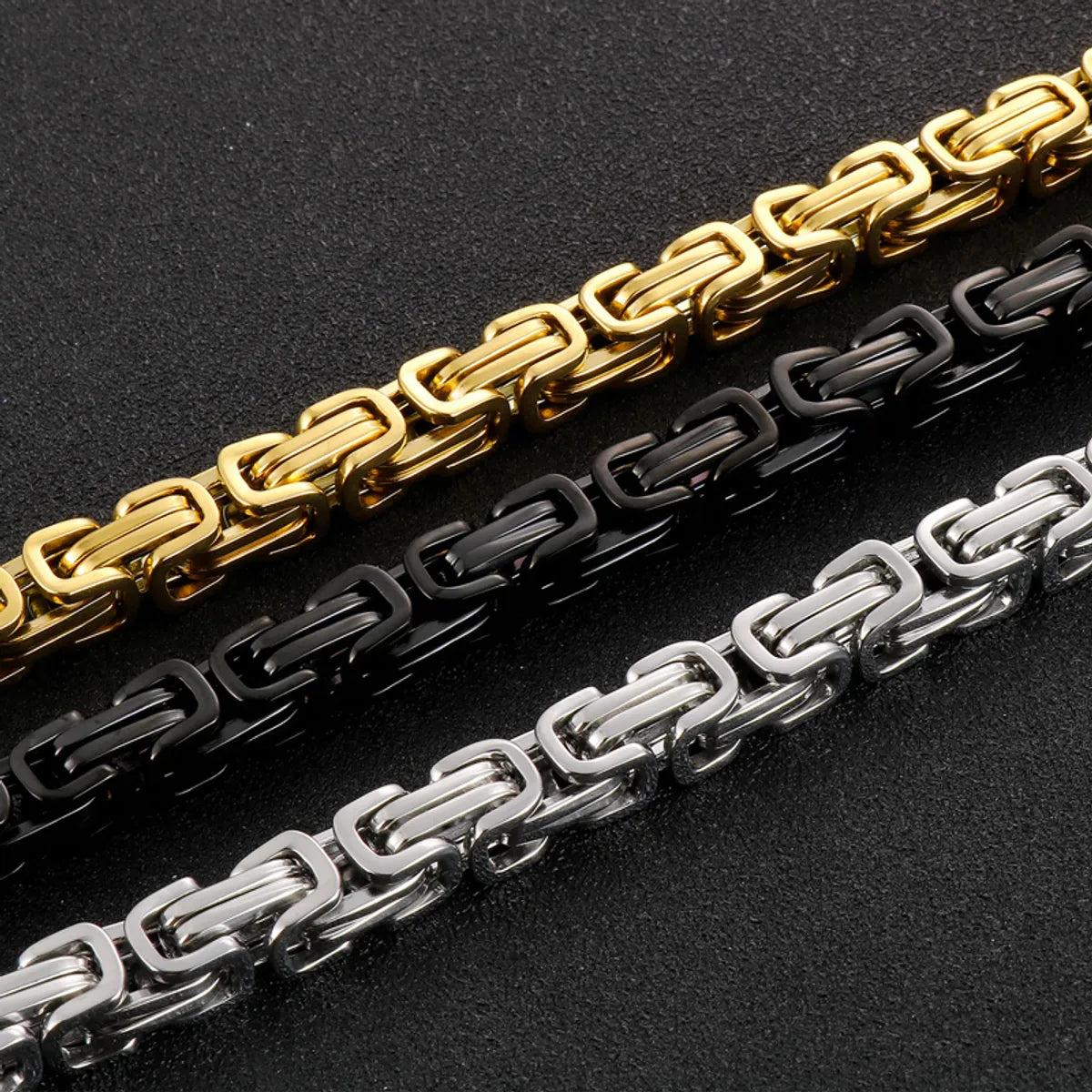 Hip-Hop Solid Color Stainless Steel Plating 18K Gold Plated Men'S Bracelets