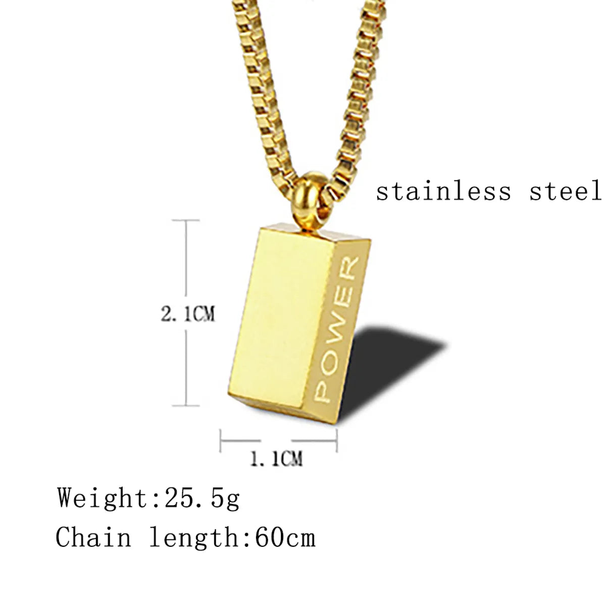 Wholesale Hip-hop Solid Color Stainless Steel Plating Gold Plated Pendant Necklace