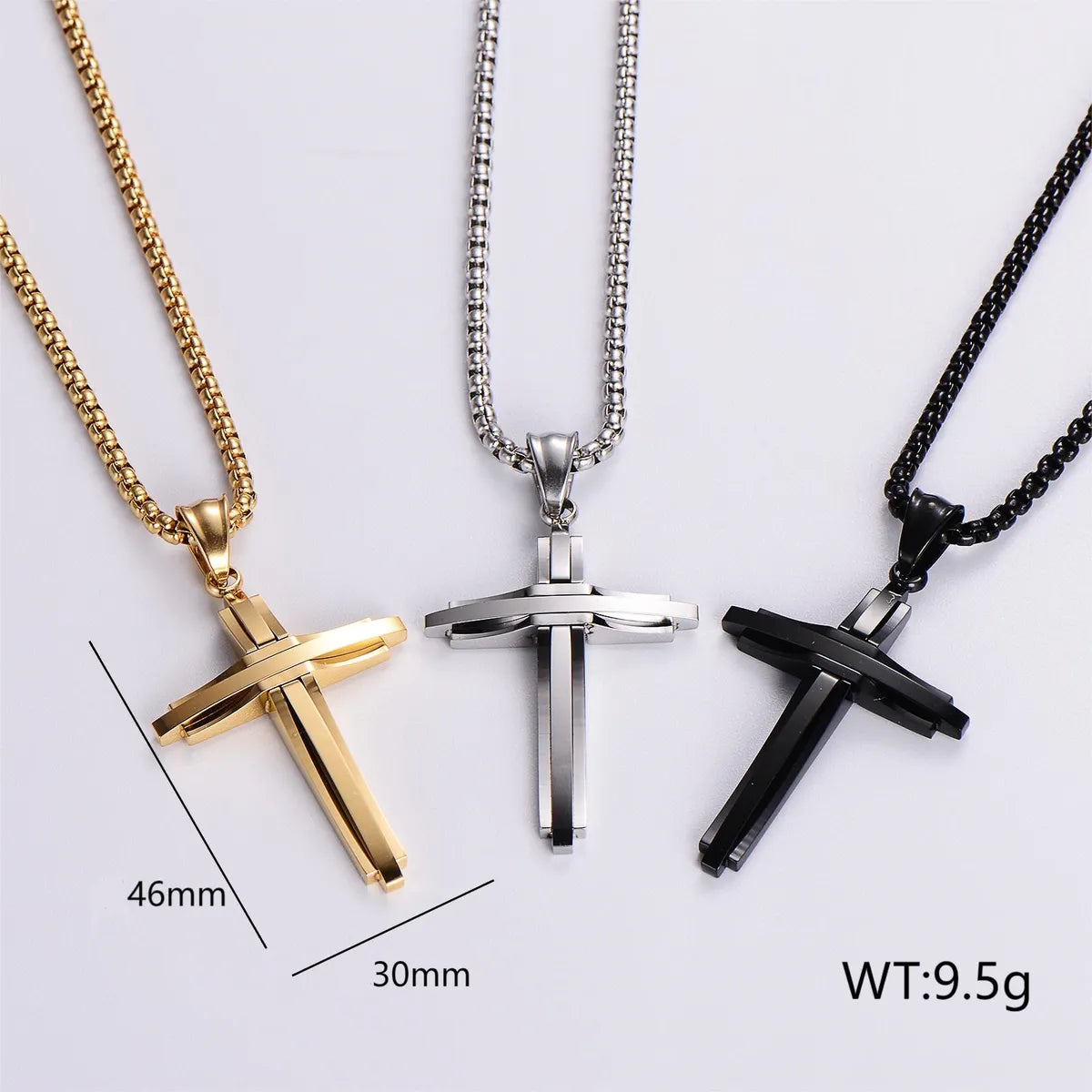 Wholesale Hip-hop Streetwear Cross Stainless Steel Plating Pendant Necklace