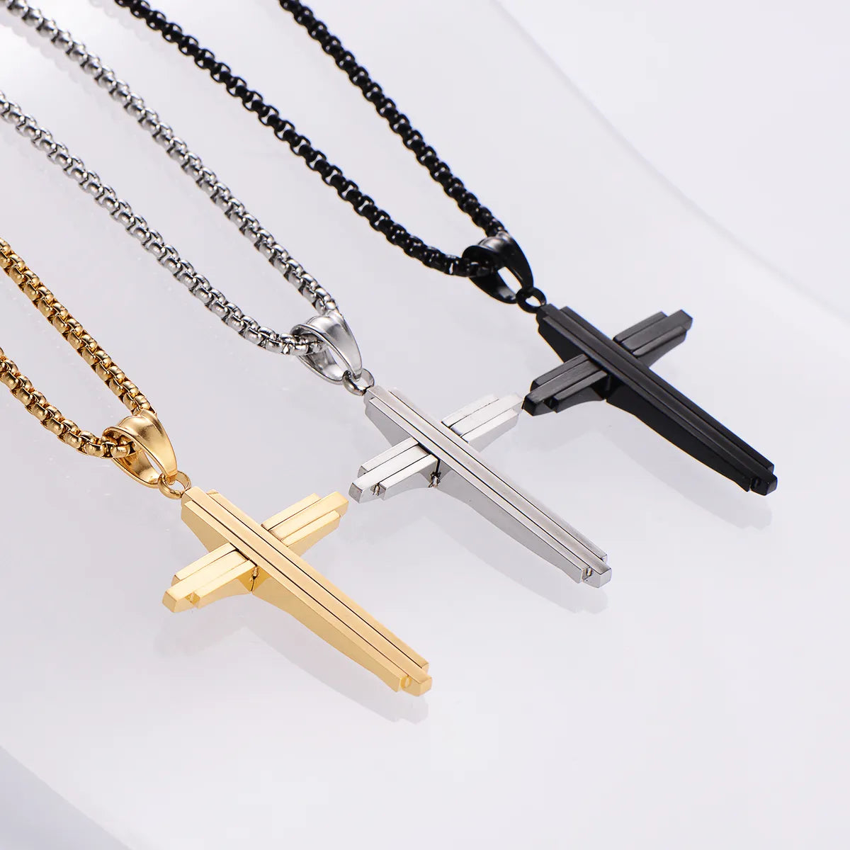 Wholesale Hip-hop Streetwear Cross Stainless Steel Plating Pendant Necklace