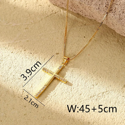 Wholesale Hip-Hop Streetwear Eight Awn Star Cross Devil'S Eye Copper Inlay 14K Gold Plated Pendant Necklace