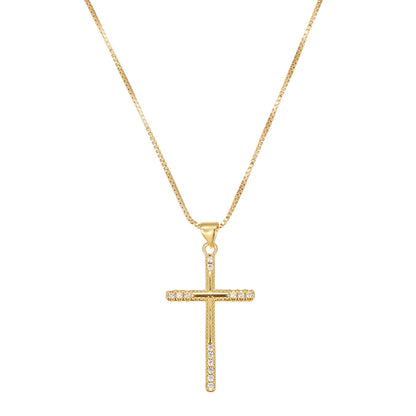 Wholesale Hip-Hop Streetwear Eight Awn Star Cross Devil'S Eye Copper Inlay 14K Gold Plated Pendant Necklace