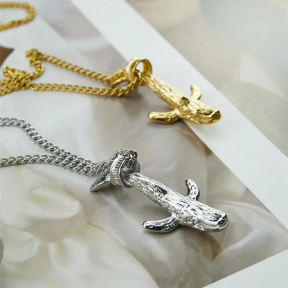 Wholesale Hip-hop Whale Titanium Steel Plating Pendant Necklace