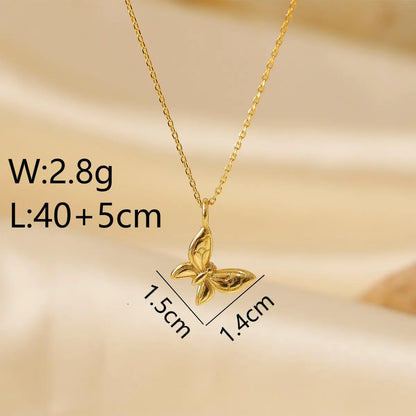 Wholesale IG Style Classic Style Butterfly Copper 18K Gold Plated Pendant Necklace