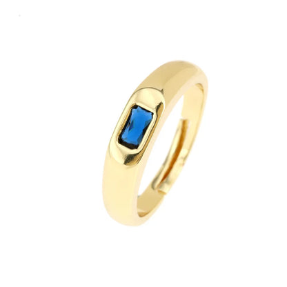 Wholesale IG Style Classic Style Commute Square Copper Inlay 18K Gold Plated Zircon Open Rings