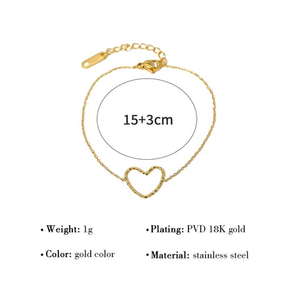 Wholesale Ig Style French Style Commute Heart Shape Stainless Steel Titanium Steel Plating Metal 18k Gold Plated Bracelets