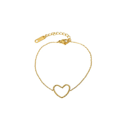 Wholesale Ig Style French Style Commute Heart Shape Stainless Steel Titanium Steel Plating Metal 18k Gold Plated Bracelets