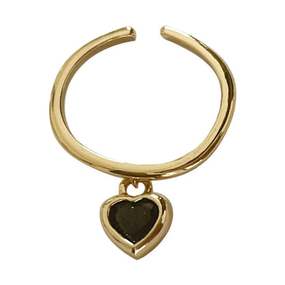 Wholesale IG Style Heart Shape Copper Inlay Zircon Charm Rings