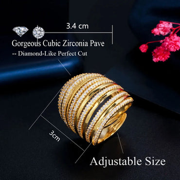 Wholesale IG Style Hip-Hop Korean Style Solid Color Copper Inlay K Gold Plated Zircon Open Rings