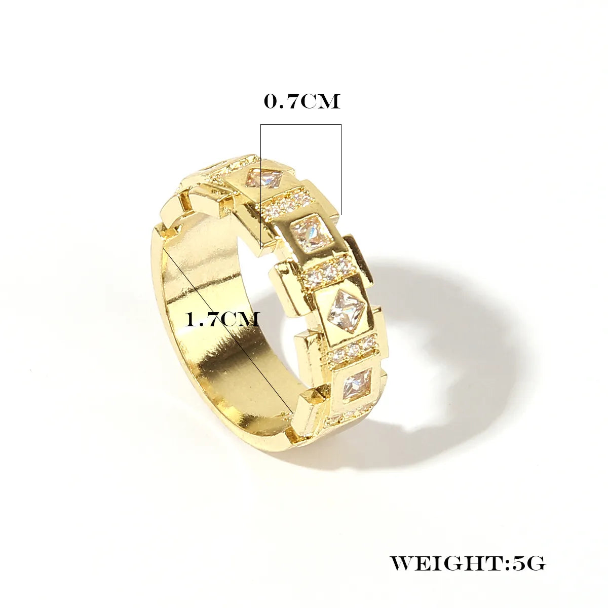 Wholesale IG Style Modern Style Artistic Geometric Copper Shiny Metallic Inlay Gold Plated Zircon Rings