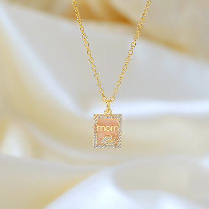 Wholesale IG Style Original Design Classic Style Letter Copper Enamel Inlay 18K Gold Plated Zircon Pendant Necklace