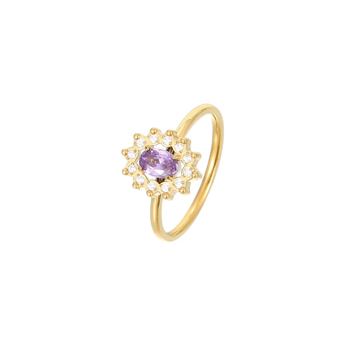 Wholesale Jewelry IG Style Shiny Flower 304 Stainless Steel Zircon White Gold Plated Gold Plated Plating Inlay Rings