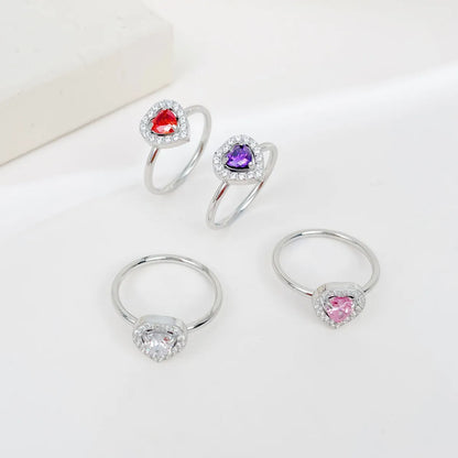 Wholesale Ig Style Shiny Heart Shape Stainless Steel Plating Inlay White Gold Plated Gold Plated Zircon Rings