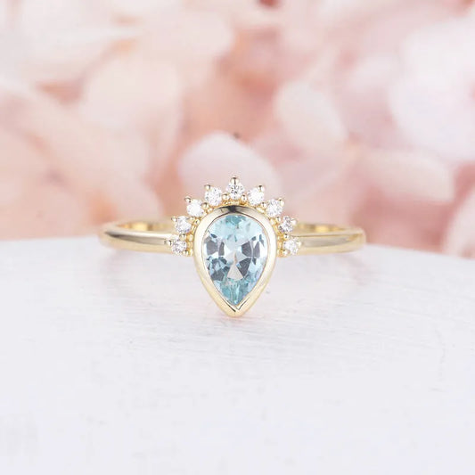 Wholesale IG Style Shiny Water Droplets Copper Inlay Zircon Rings