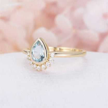 Wholesale IG Style Shiny Water Droplets Copper Inlay Zircon Rings