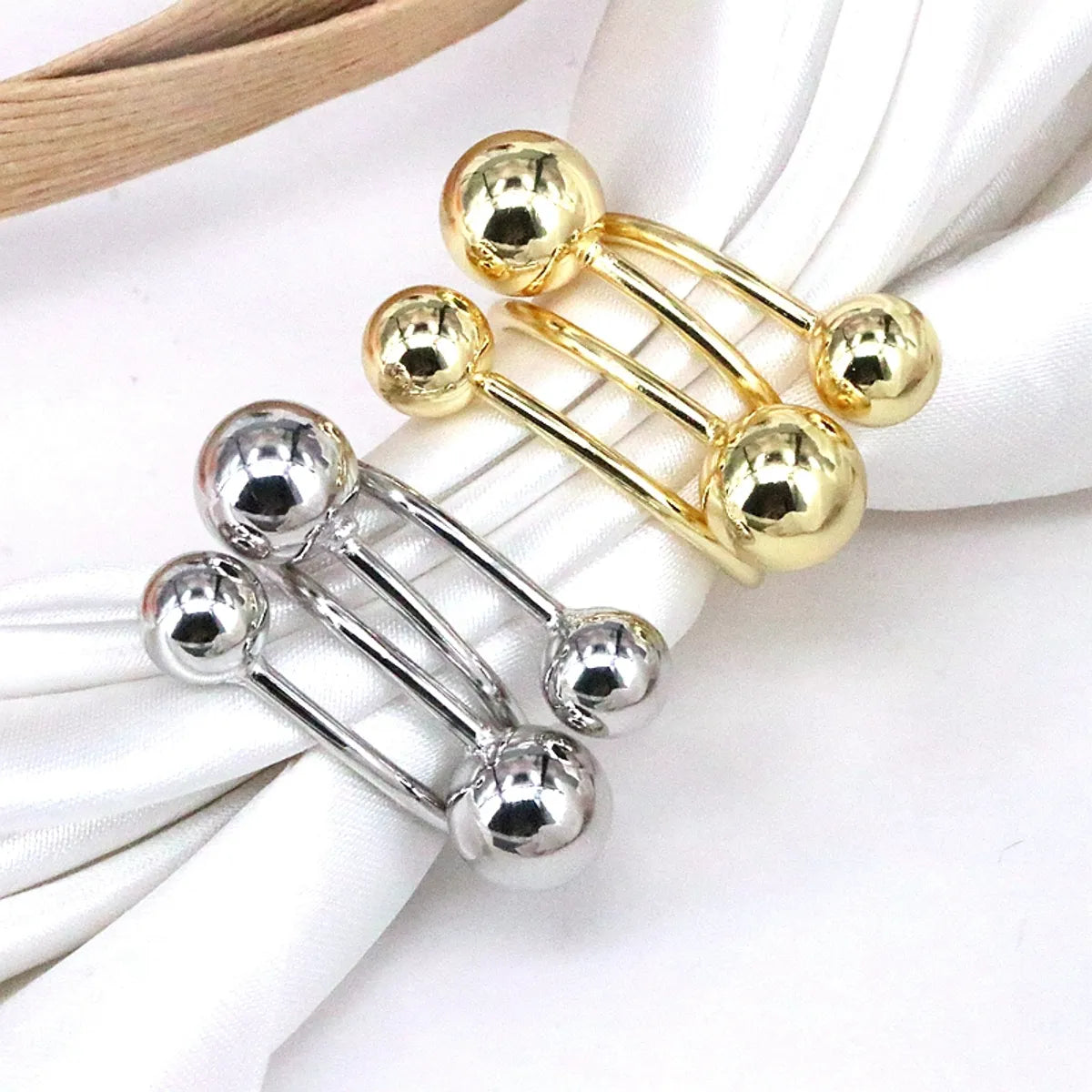 Wholesale IG Style Simple Style Ball Copper Plating 18K Gold Plated Open Rings