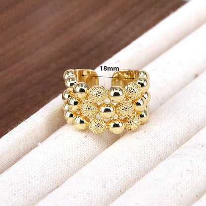 Wholesale IG Style Simple Style Ball Copper Plating 18K Gold Plated Open Rings