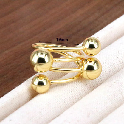 Wholesale IG Style Simple Style Ball Copper Plating 18K Gold Plated Open Rings