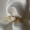 Wholesale IG Style Simple Style Heart Shape Copper Inlay 18K Gold Plated Opal Zircon Rings