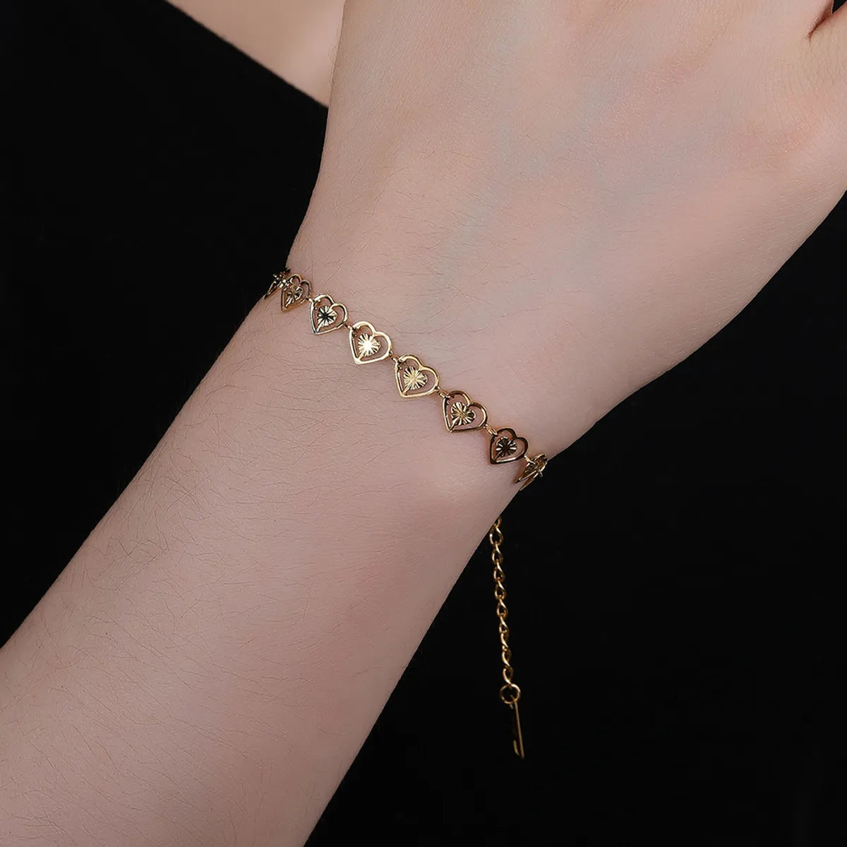 Ig Style Simple Style Heart Shape Stainless Steel Titanium Steel Plating Titanium Steel 18k Gold Plated Gold Plated Bracelets