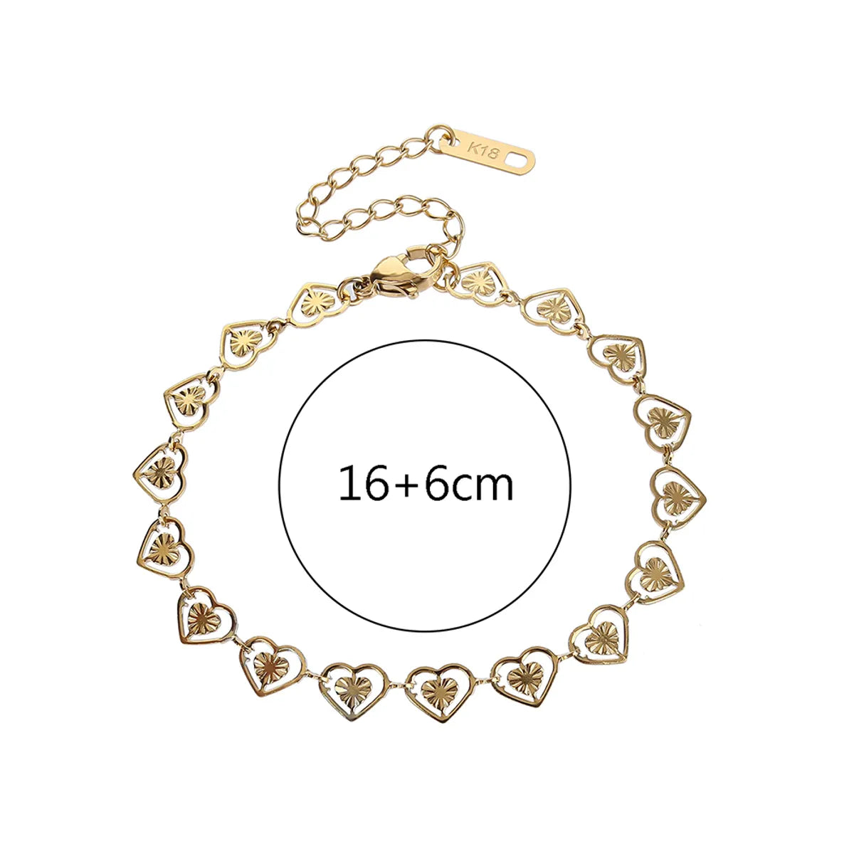 Ig Style Simple Style Heart Shape Stainless Steel Titanium Steel Plating Titanium Steel 18k Gold Plated Gold Plated Bracelets