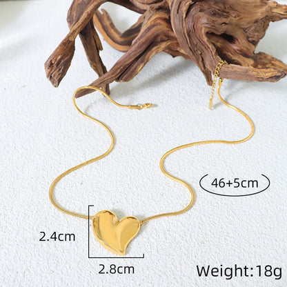 Wholesale Ig Style Simple Style Heart Shape Titanium Steel Plating 18k Gold Plated Pendant Necklace