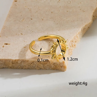 Wholesale Ig Style Simple Style Sun Moon Heart Shape Copper Plating Inlay 18k Gold Plated Zircon Open Rings