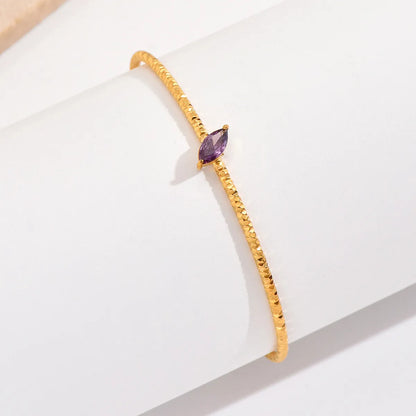 Wholesale Ig Style Simple Style Water Droplets Stainless Steel Plating Inlay 18k Gold Plated Zircon Bangle