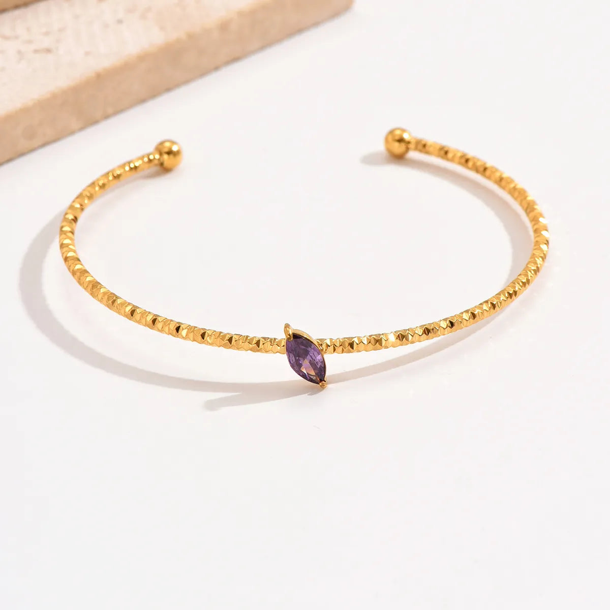 Wholesale Ig Style Simple Style Water Droplets Stainless Steel Plating Inlay 18k Gold Plated Zircon Bangle