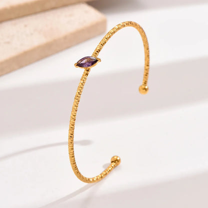 Wholesale Ig Style Simple Style Water Droplets Stainless Steel Plating Inlay 18k Gold Plated Zircon Bangle