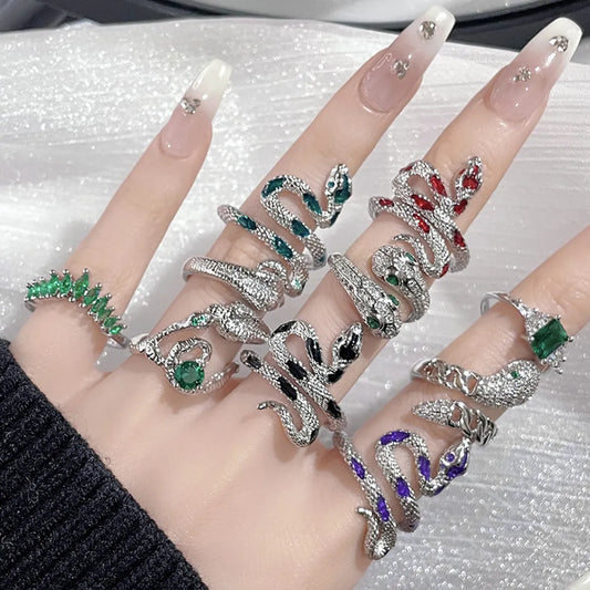 Wholesale IG Style Snake Copper Plating Inlay Zircon Open Rings