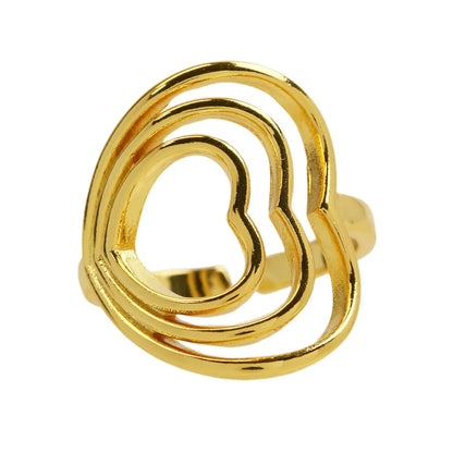 Wholesale IG Style Sweet Heart Shape Copper Hollow Out 18K Gold Plated Open Rings