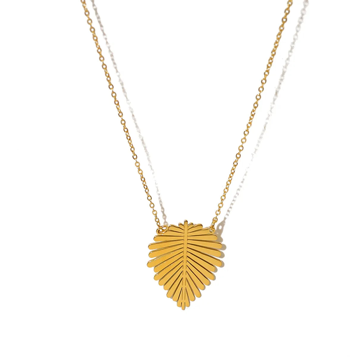 Wholesale Jewelry IG Style Vacation French Style Leaves 304 Stainless Steel 18K Gold Plated Plating Pendant Necklace