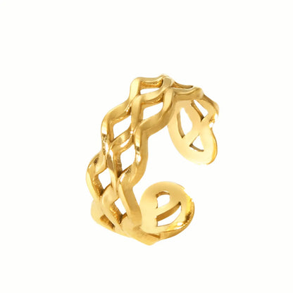 Wholesale Ig Style Waves Stainless Steel Plating 18k Gold Plated Rings Bracelets