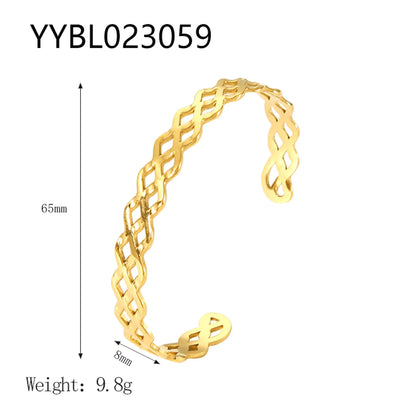 Wholesale Ig Style Waves Stainless Steel Plating 18k Gold Plated Rings Bracelets