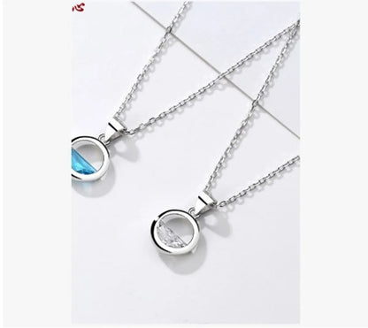 Wholesale Ins Style Artistic Round Sterling Silver Gem Pendant Necklace