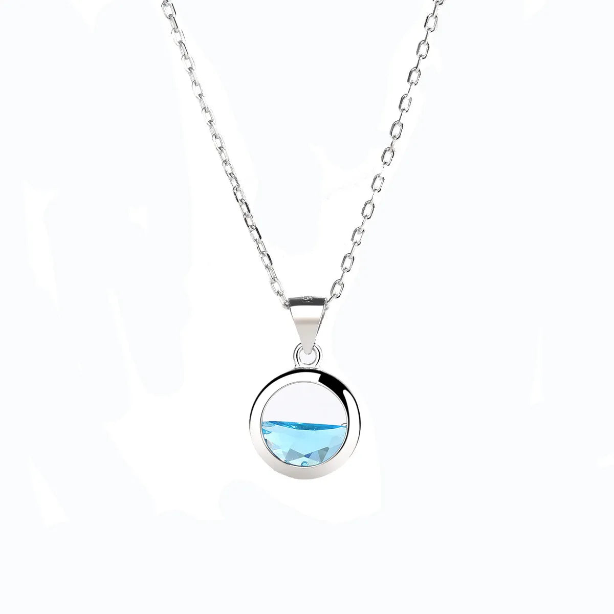 Wholesale Ins Style Artistic Round Sterling Silver Gem Pendant Necklace